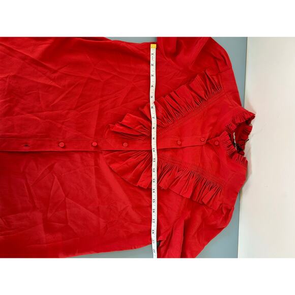 Zadig & Voltaire NWT Deluxe Taccora silk blouse red size S ruffles - Picture 11 of 13